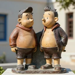 A greek sculpture of calvin and hobbes by Bill Watterson, extremely detailed, natural lighting, volumetric