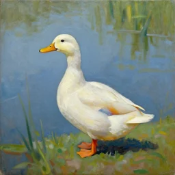 a duck on the prowl oil painting lalla essaydi