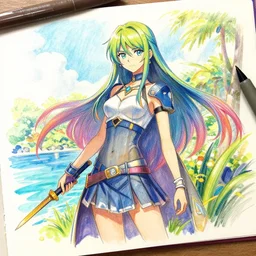sora on destiny islands colorful sketch