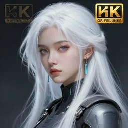 a beautifull girl with white hair, futuristic digital painting, cyberpunk, 8 k, hyper detailed, octane render, concept art, by peter mohrbacher, by wlop, by ruan jia, by ross tran,
