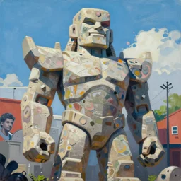 Greg Manchess painting of a stone giant, medium shot, low angle, asymmetrical, Fantasy Art, Organic Painting, sunny day, Matte Painting, bold shapes, hard edges, street art, trending on artstation, by Huang Guangjian and Gil Elvgren and Sachin Teng
