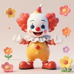 retro punk future, clowns and flowers 8k