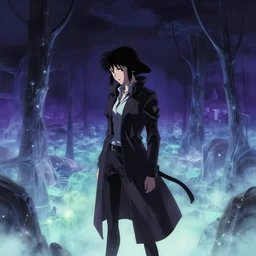 a high definition screenshot from the haunting and strange science fiction ( ( ( cyberpunk ) ) ) anime anime anime film ; a lone lone single alone!!!!!!! alone alone female detective wearing a trenchcoat investigates a strange and ethereal dreamscape, digital painting by ( ( makoto shinkai ) ), moebius moebius, surrealism, trending on artstation