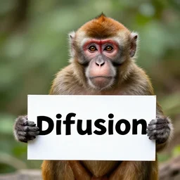 monkey holding a sign with text that reads : diffusion