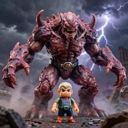 hyperrealistic rendering, epic boss battle, cronenberg flesh monster, by art of skinner and richard corben, product photography, collectible action figure, sofubi, hottoys, storm clouds, outside, lightning