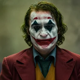 Film still close-up shot of Dwayne The Rock Johnson as The Joker from the movie The Dark Knight