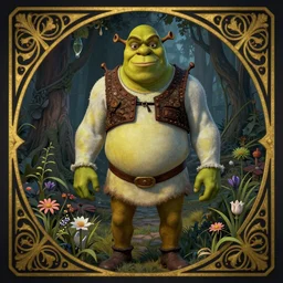 scary shrek in art nouveau style
