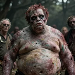 hyper realistic photo portrait fat zombie cinematic, greg rutkowski, james gurney, mignola, craig mullins, brom redshift, vray, octane