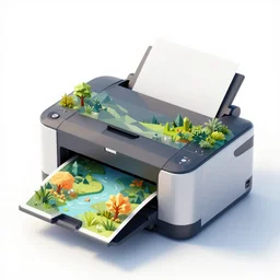 a large laser printer printing colorful nature, low poly, on white background, isometric art, 3 d render, insanely detailed, artstation, concept art, behance, ray tracing, smooth, sharp focus, ethereal lighting