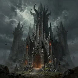 a digital painting of the dark goblin fortress of nugsanguslu, highly detailed digital art