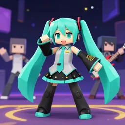 mc ride from death grips performs with hatsune miku, wide shot, detailed,