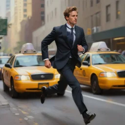 beautiful oil matte portrait painting, man in a suit chasing after a taxi in the middle of manhattan, wonderful masterpiece highly detailed, beautiful cinematic light deep focus, elegant, digital painting, smooth, sharp focus, golden ratio, dramatic illumination, ultra realistic, 8 k, art by jimmy law and nathan walsh