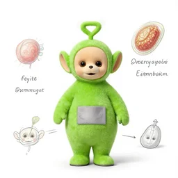 embryology of a teletubbie, scientific drawing
