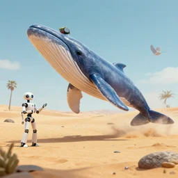 🐋🤖👽 🦕 🐳 in desert, photography by bussiere rutkowski andreas roch, octane render, 1 6 k