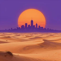 cel shading background, science fiction pc game point - and - click adventure, studio ghibli, desert with city in the skyline, two suns, purple orange colors, sharp focus, illustration, highly detailed, digital painting, concept art, matte, art by wlop and artgerm and greg rutkowski, masterpiece