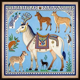 moroccan painting of animals by abdelkrim belamine