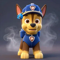 marshall from paw patrol portrait, movie poster, 8 k, trending on artstation, octane render, volumetric smoke and shadows