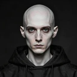 ghastly bald acolyte, closeup portrait, intricate artwork by richey beckett, josan gonzalez, tom bagshaw, edmund leighton, alphonse mucha, geof darrow, very coherent artwork, tarot card, gothic, vibrant, watercolor, 8 k, high contrast, black ink outline