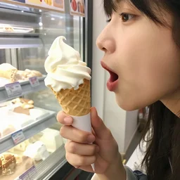 a person tries an ice cream but it's not tasty