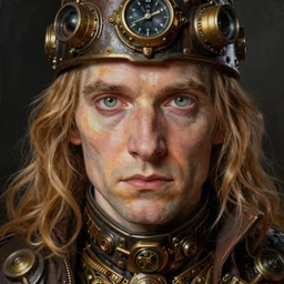 portrait painting of a dieselpunk albus dumbledore, sharp focus, award - winning, beautiful eyes, perfect eyes, trending on artstation, masterpiece, highly detailed, intricate. art by josan gonzales and moebius and deathburger