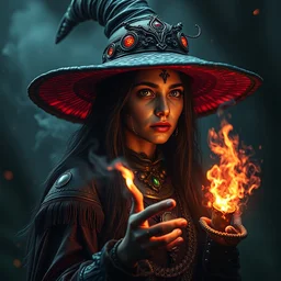 ecclectic witch, intense, intricate, 4 k, octane render