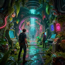 aperture science test chamber, portal 2 game, horror scene, by greg rutkowski and gaston bussiere, vibrant lush neon lighting, beautiful volumetric - lighting - style atmosphere, futuristic atmosphere, intricate, detailed, photorealistic imagery, artstation