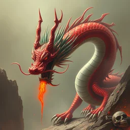 grimez and a red chinese cyberpunk dragon
