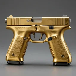 a glock 19 made out of gold, photorealistic, 4k, vintage