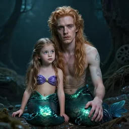 An unsettlingly realistic portrait of a hybrid of Asmongold and The Little Mermaid.
