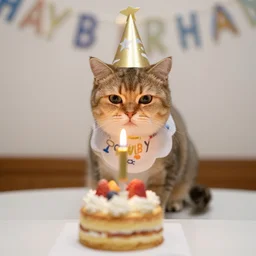 a cat celebrating his birthday