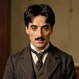 detailed realistic portrait medium shot nicholas cage as chaplin cinematic
