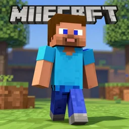Mincraft Steve from the videogame Minecraft in GTA V, cover art, no text