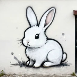 street art of a bunny, bordalo ii artstyle, messy