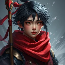 a masterpiece portrait of nezha, god of car, male kid, red cloth around his shoulders, spear, cinematic, fantasy character portrait, highly detailed, by ne zha ( 2 0 1 9 ), fenghua zhong, digital painting, trending on artstation, d & d, sharp focus, illustration, dynamic pose, new gods : nezha reborn ( 2 0 2 1 ), i am nezha ( 2 0 1 6 ), fenghua zhong, top lighting, character concept design