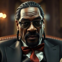 a photorealistic digital still of snoop dogg as don vito corleone in the godfather movie. hyper detailed, cinematic quality. this 4 k hd image is trending on artstation, featured on behance, well - rendered, extra crisp, features intricate detail, epic composition and the style of unreal engine.