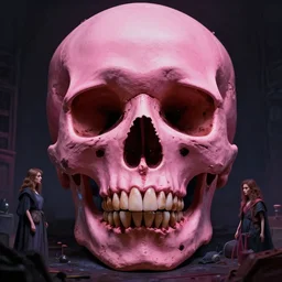 concept art, one big detailed pink skull, cinematic moody colors, extremly emotional, realistic shaded lighting poster by ilya kuvshinov, magali villeneuve, artgerm, jeremy lipkin and michael garmash and rob rey