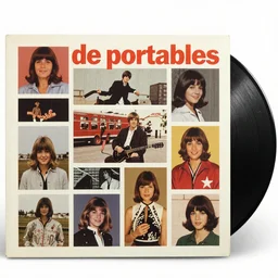 vinyl LP cover for the 25th anniversary album from 'de portables' that is a cutout photo collage of pictures from 1960 music magazines