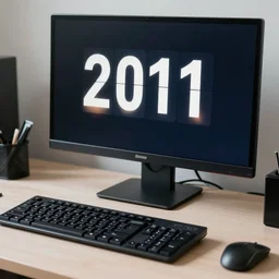 photo of a computer on a desk ( 2 0 1 1 ). realistic, highly - detailed, award - winning, sharp focus