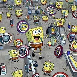 Spongebob Squarepants in the airport fight scene from the movie, Avengers: Civil War