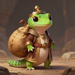 Cute anthropomorphic Gecko as a Great Bagatur in Ancient Kazakh Khanate, Turkic, cover art, ultra wide lens shot, pretty, beautiful, DnD character art portrait, matte fantasy painting, DeviantArt Artstation, by Jason Felix by Steve Argyle by Tyler Jacobson by Peter Mohrbacher, cinematic lighting