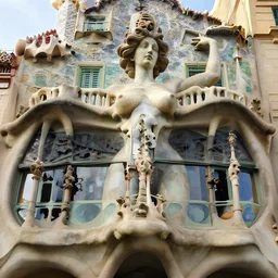 “a voluptuous and surrealist woman body by Gaudí , is a incredibile building like an sculpture, hyperdetailed photorealism”