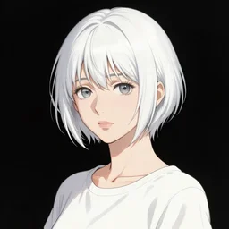 portrait of a woman with short white hair, medium shot, illustration, highly detailed, high quality, by atsushi nishigori
