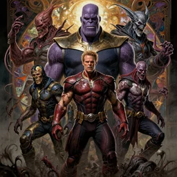 the platonic ideal of marvel cinematic universe of cletus kasady ultimate carnage thanos dementor doctor manhattan chtulu nazgul, detailed, intricate, hyperrealism, intense, scary, decay, dmt, art by brock hofer and artgerm and greg rutkowski and alphonse mucha