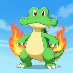 a new fire type crocodile poke - mon, creature character official art, gamefreak, nintendo, 8 k, illustration