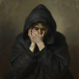 hooded sadness, oil painting from 1 6 5 0