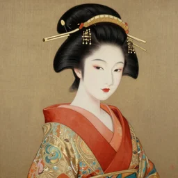 a beautiful painting of a geisha by audrey kawasaki, artstation, 8K, very detailed