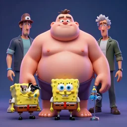 hyperrealistic rendering, fat smooth cronenberg flesh monster spongebob by donato giancola and greg rutkowski and wayne barlow and zdzisław beksinski, product photography, action figure, sofubi, studio lighting, colored gels, colored background