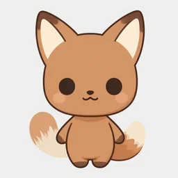 render of chibi style brown skinned nekomimi, fox ears, cute character design, pixiv context winner, clear clean design, minimalist