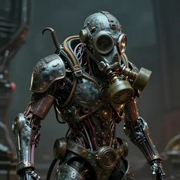 biomechanical dieselpunk, shoggoth in a gas mask, 4 k unreal engine 5 artstation cinematic moody lighting complex massive detail by emil melmoth h r giger brian froud gustave dore albrecht durer hieronymus bosch greg rutkowaki octane 8 k