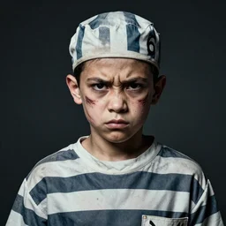 portrait of a prisoner, 2 0 yo, angry look, scars, dark background, studio light, hdr, nikon 3 5 mm f / 1. 8 g, by sebastiao salgado